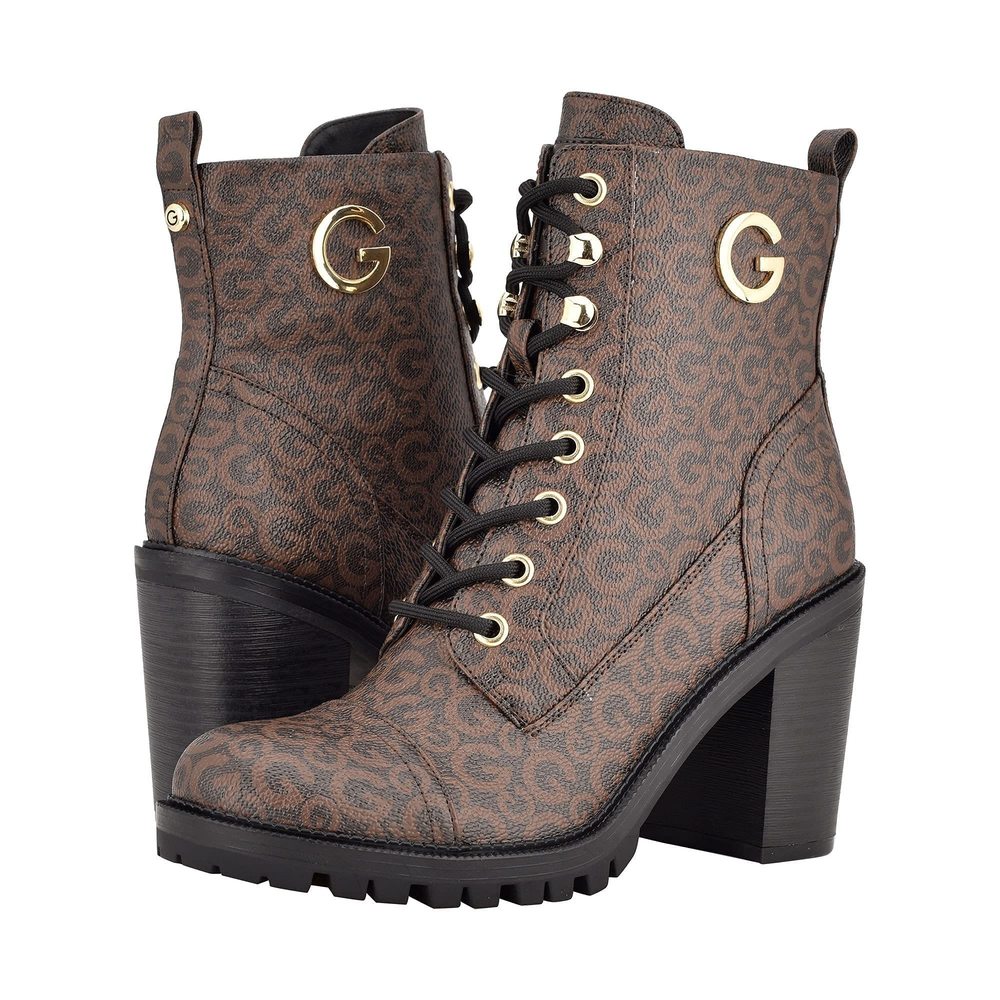 New GBG Los Angeles Women's GGJalian Women's Stacked Heel Boots, Brown, 9.5